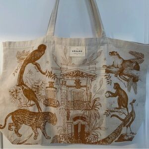 Sezane Cream and Brown Tote Bag jungle paraiso